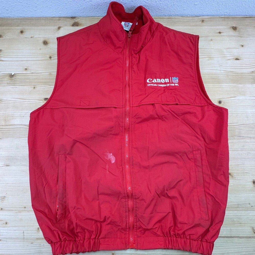 Canon x NFL Official‎ Camera Red Fleece Lined Vest Size M Vintage Promo